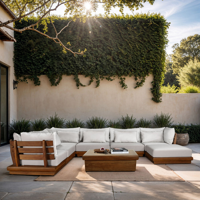 Mirella - 7 Piece Water Resistant Fabric Upholstered Outdoor Patio Modular Sectional