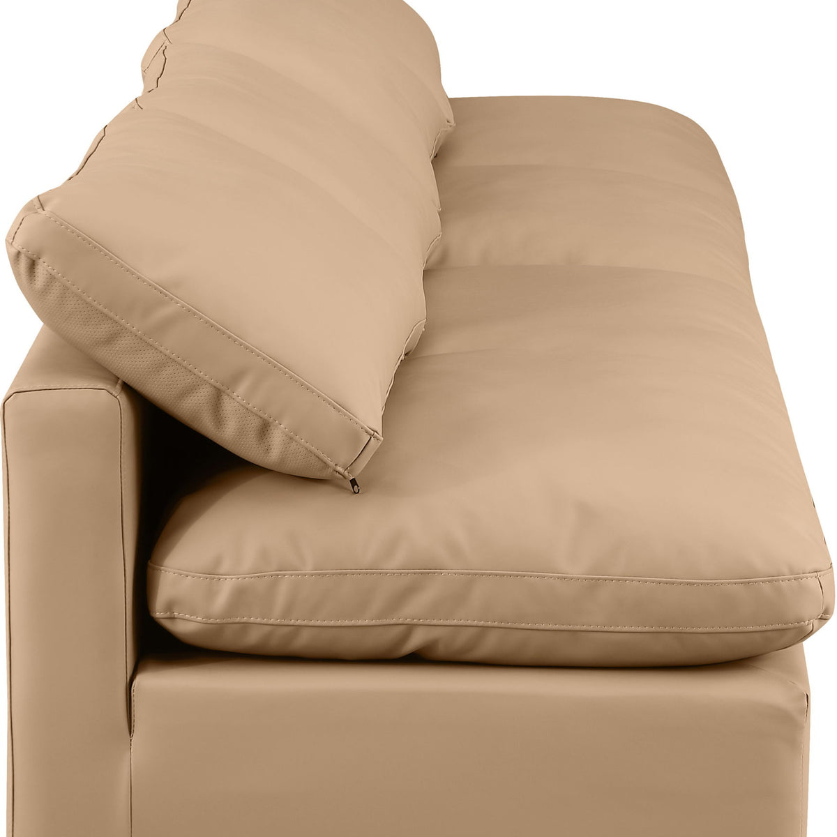 Indulge - Faux Leather 4 Piece Modular Armless Sofa - Tan