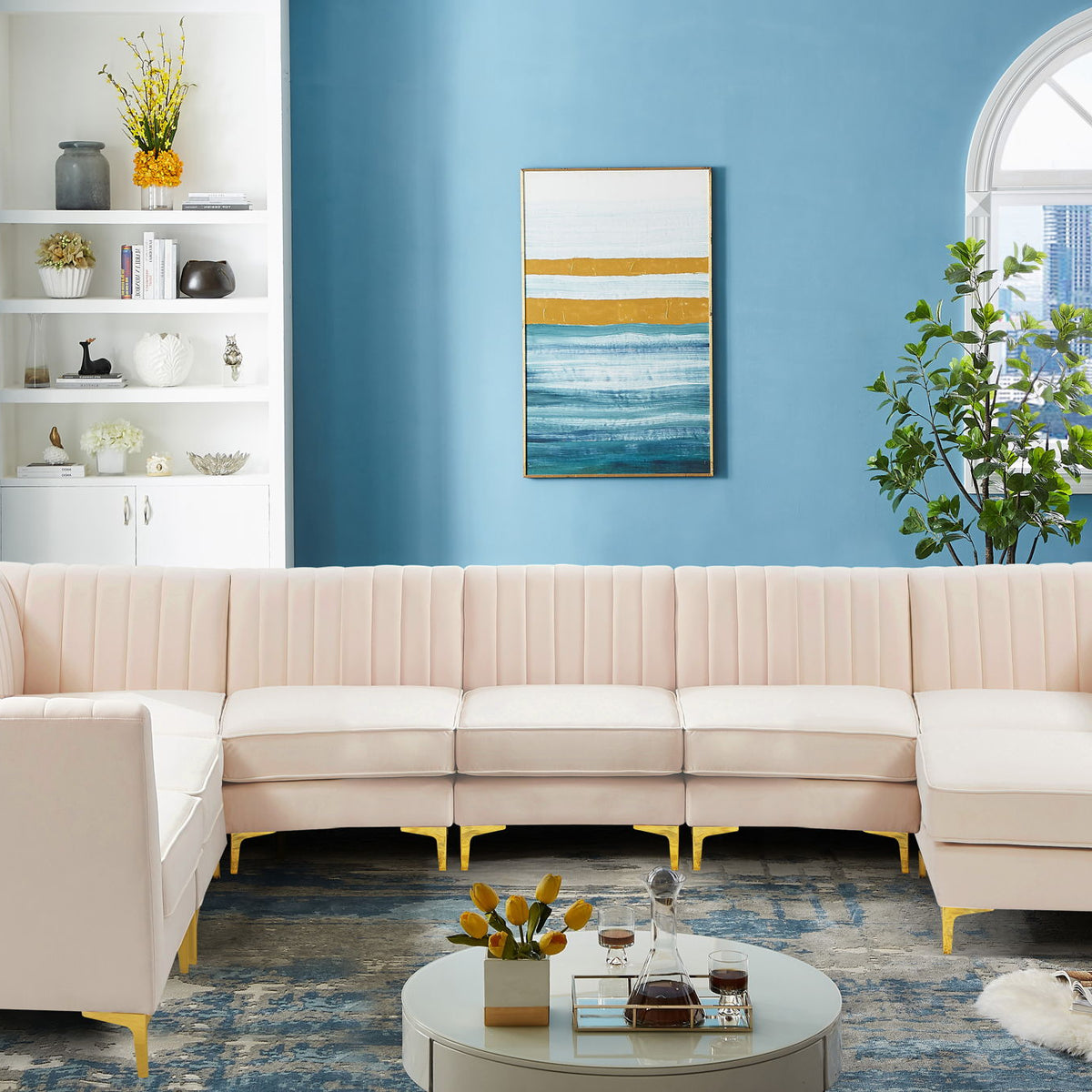 Alina - 8 Piece Velvet Modular Sectional