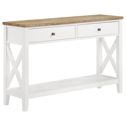 Hollis - 2-Drawer Wood Entryway Console Table - Brown And White