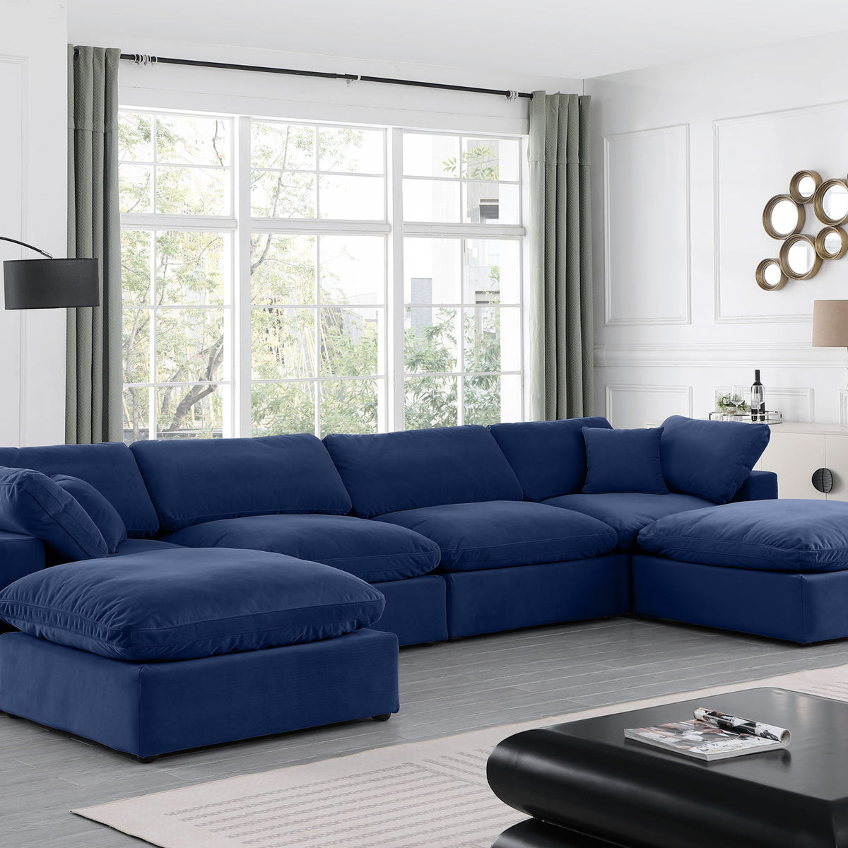 Comfy - 6 Piece Velvet Modular Double Chaise Sectional