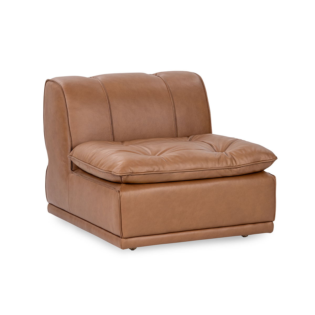 Haven - Leather Armless Chair - Toffee Brown