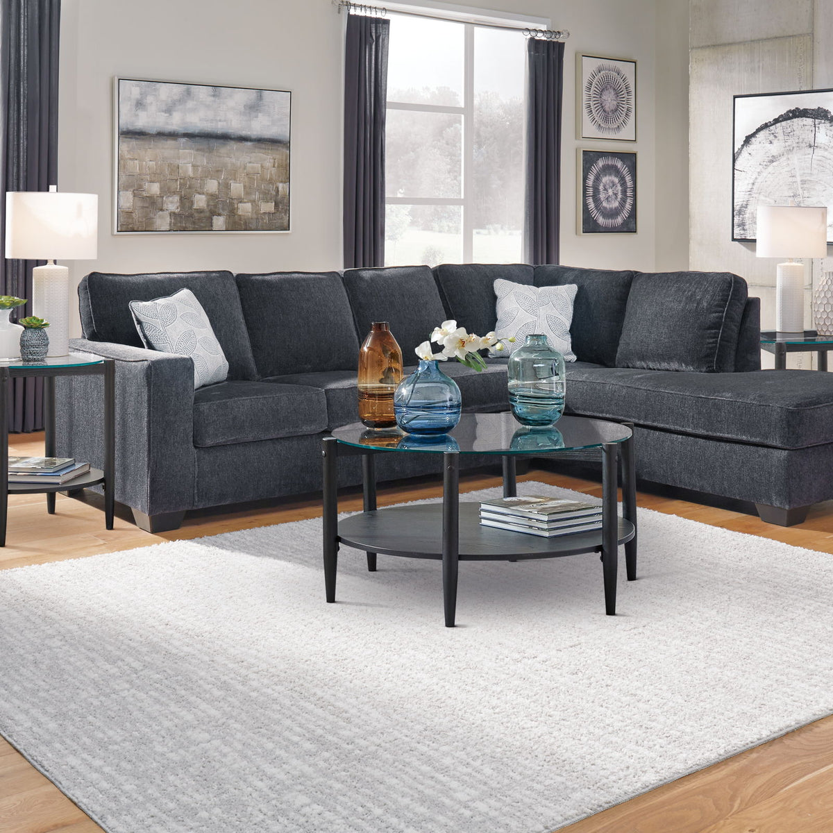 Altari - Right Arm Facing Corner Chaise With Sleeper 2 Pc Sectional - Slate