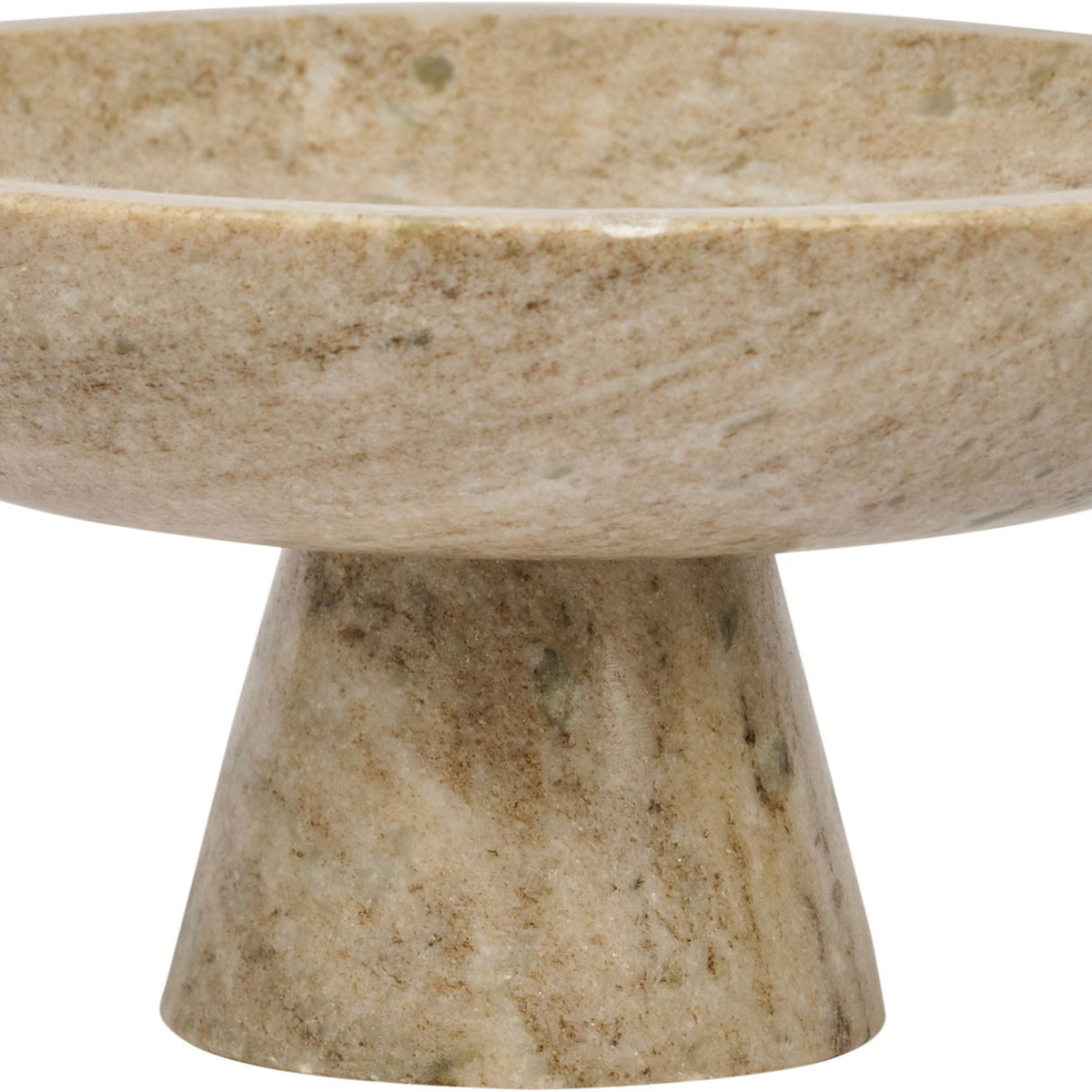 Marble bowl by Simpson, light beige marble bowl with speckled texture