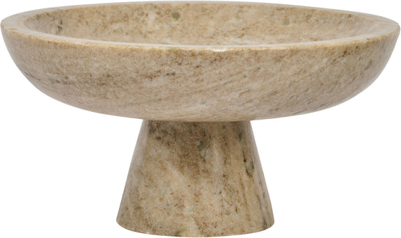 Marble bowl by Simpson, light beige marble bowl with speckled texture