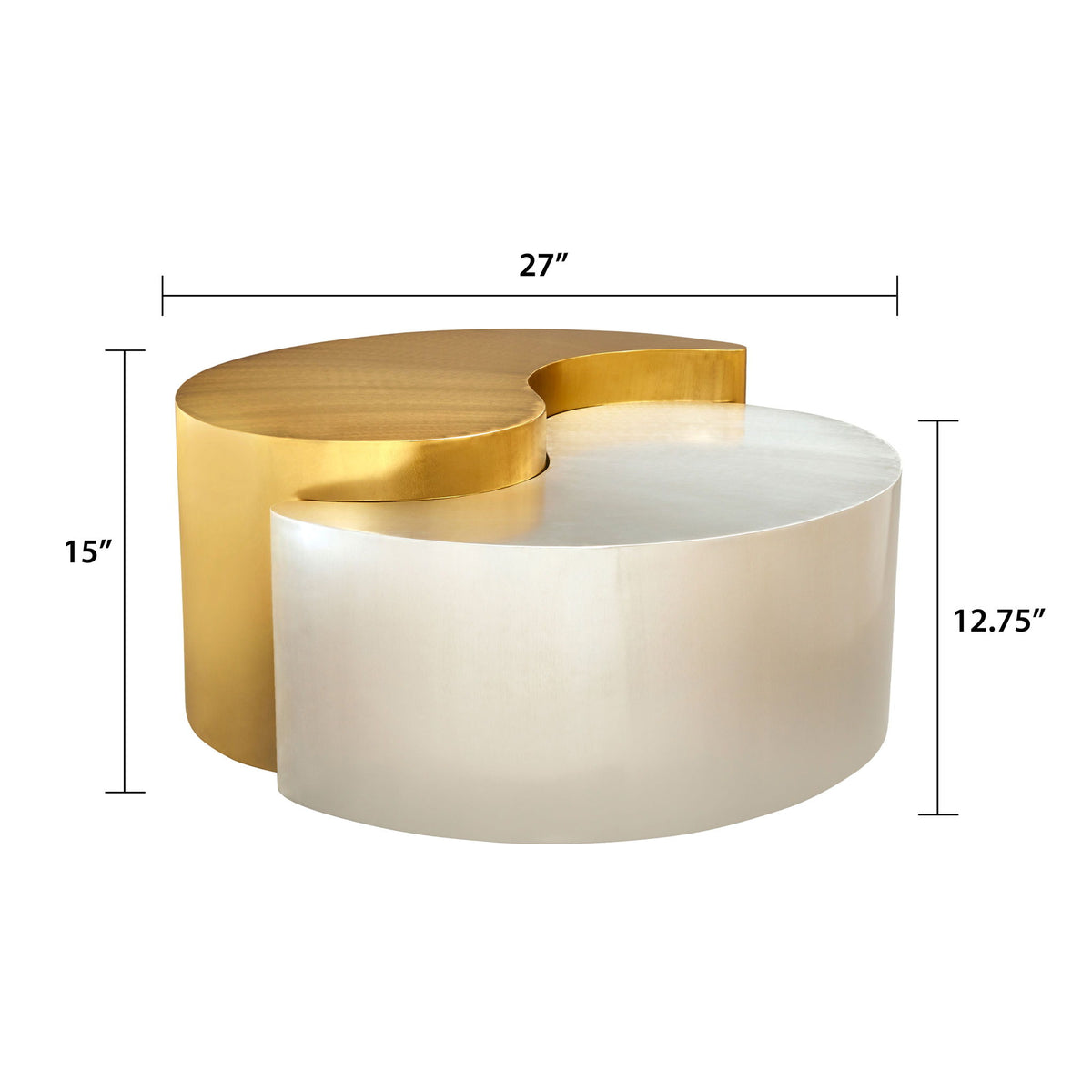 Two-tier round side table with gold top accent and white outer base
