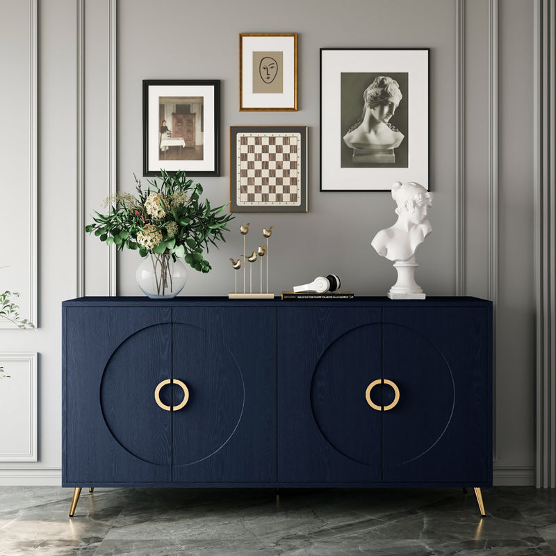 Accent Cabinet Solid Wood Veneer Blue