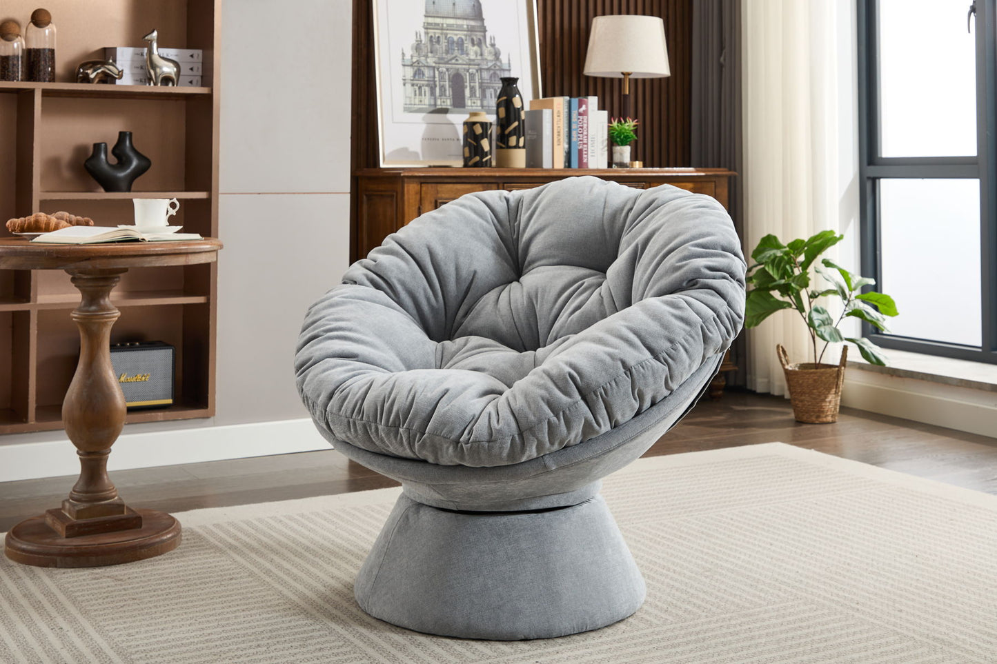 Oversized Swivel Accent Chair, 360 Swivel Barrel Chair, Papasan Chair For Living Room Bedroom