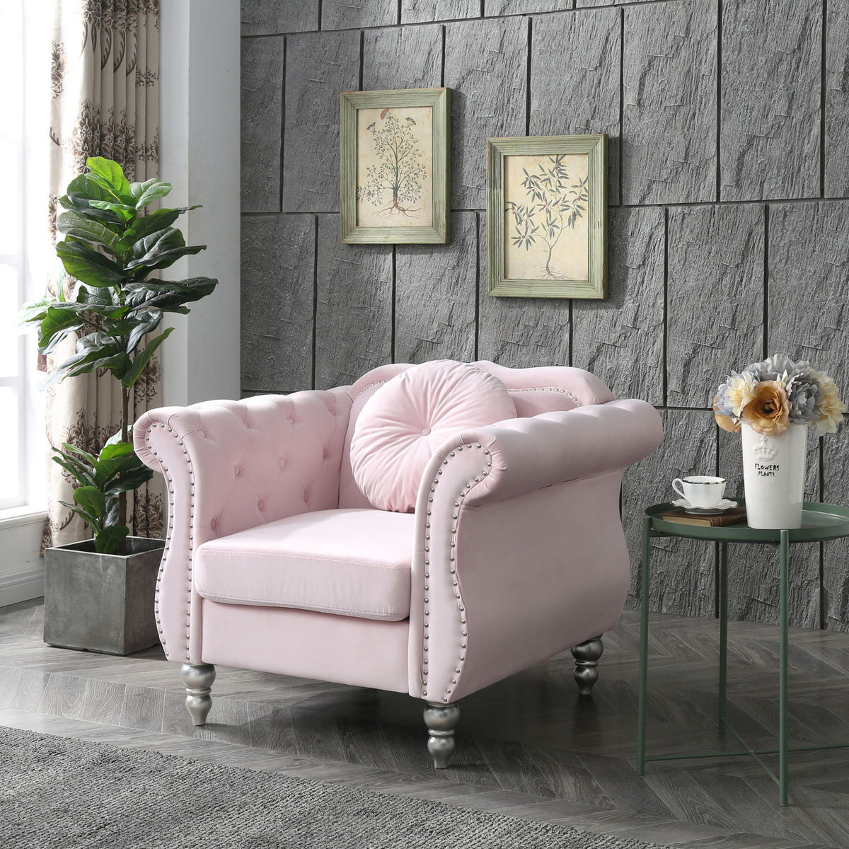 Chic Transitional Flared Arm Chair