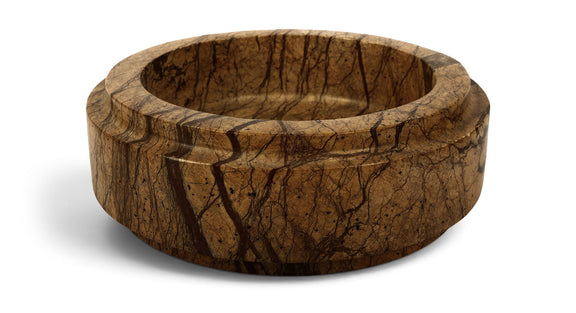 Parsons genuine marble bowl, light brown with natural veining and round rim