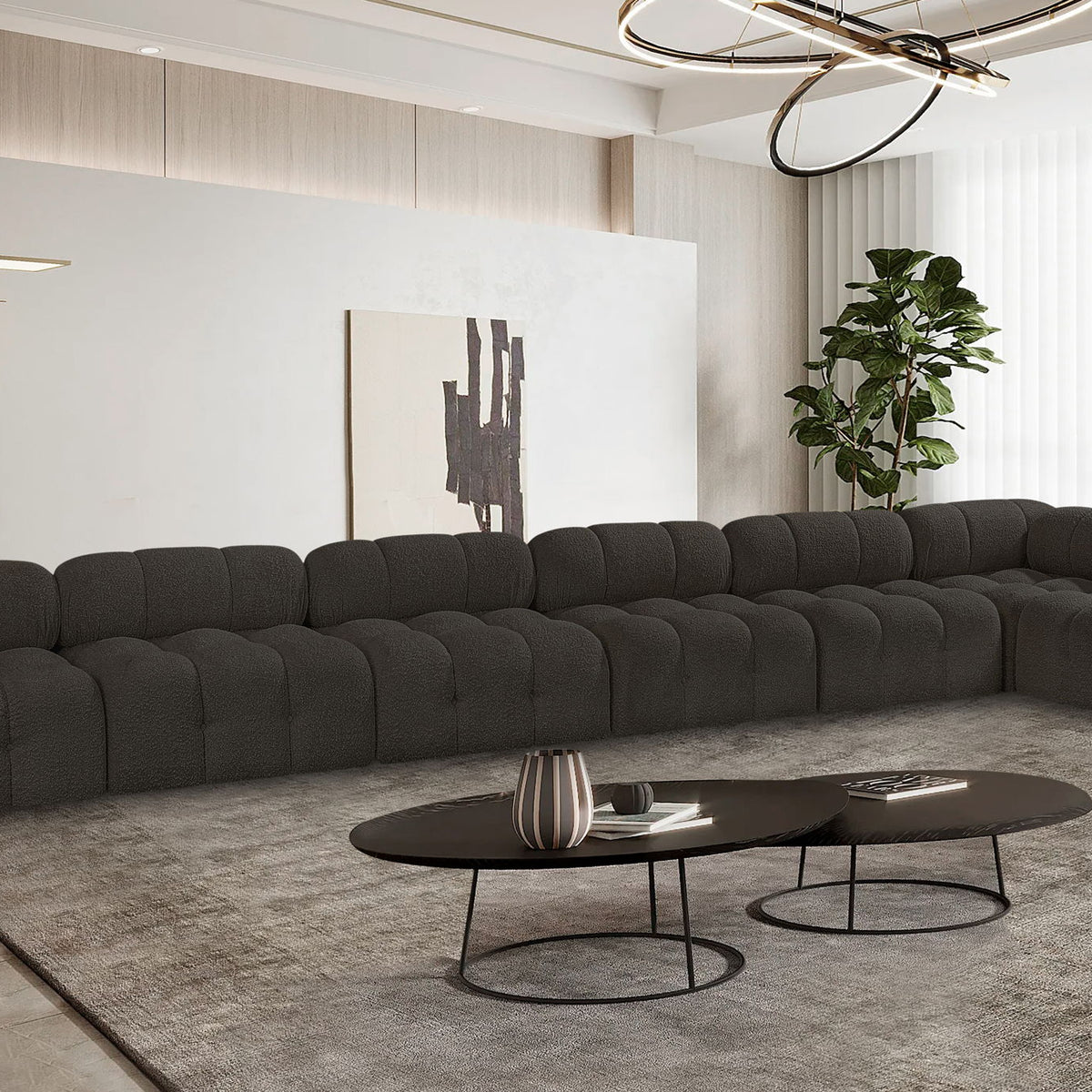 Ames - 7 Piece Boucle Fabric Modular L-Shaped Sectional