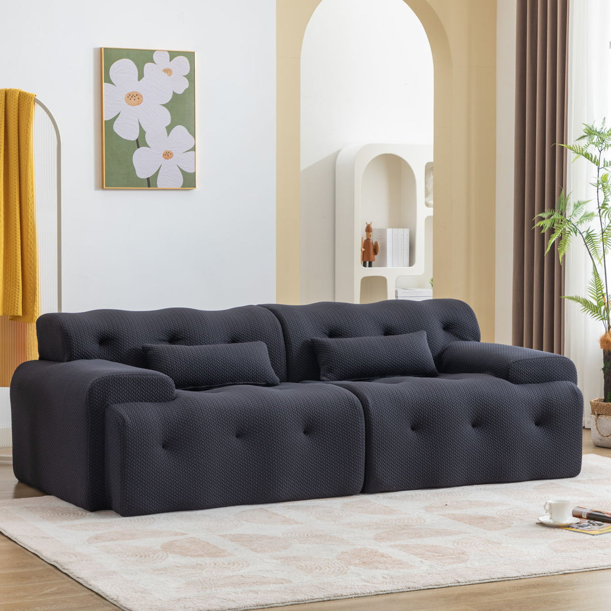 Large Size 2 Seater Sofa, Pure Foam Comfy Sofa Couch, Modern Lounge Sofa For Living Room, Apartment