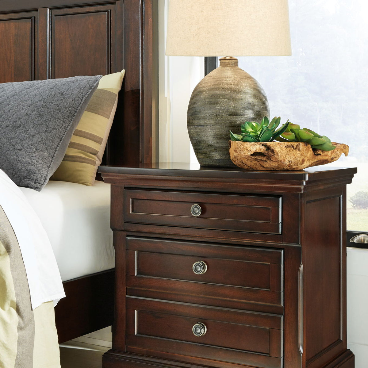 Porter - Two Drawer Night Stand - Dark Brown