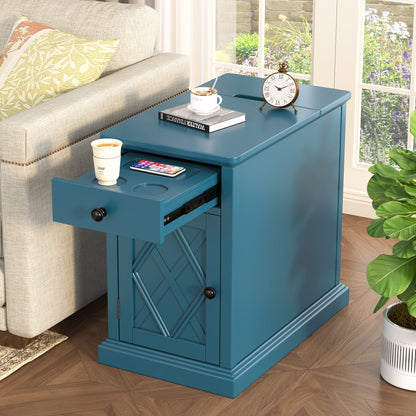 End Table USB Charging Blue