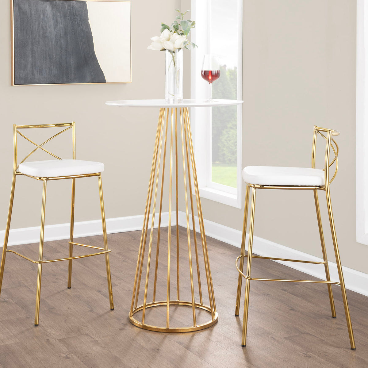 Modern Charlotte - Contemporary Fixed Height Barstool (Set of 2)