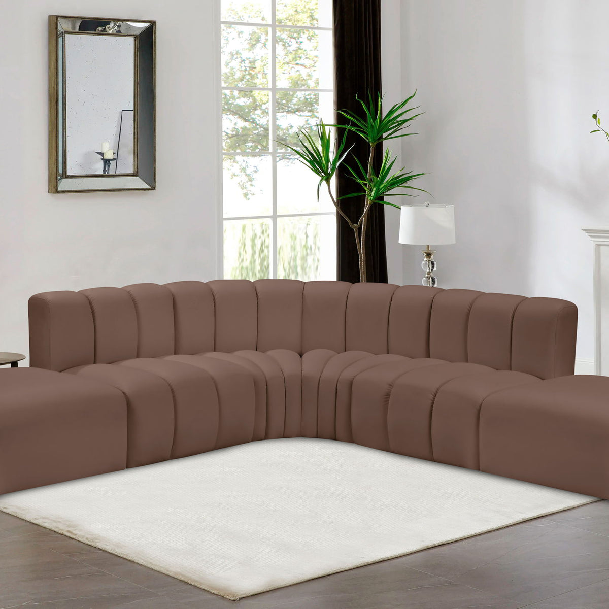 Arc - Faux Leather 6 Piece Corner Modular Sofa