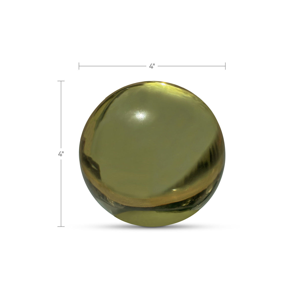 Olive cast glass decorative orb, glossy spherical; 4 in size