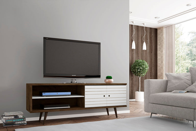 Manhattan Liberty - 63" TV Stand With Rustic Brown Frame