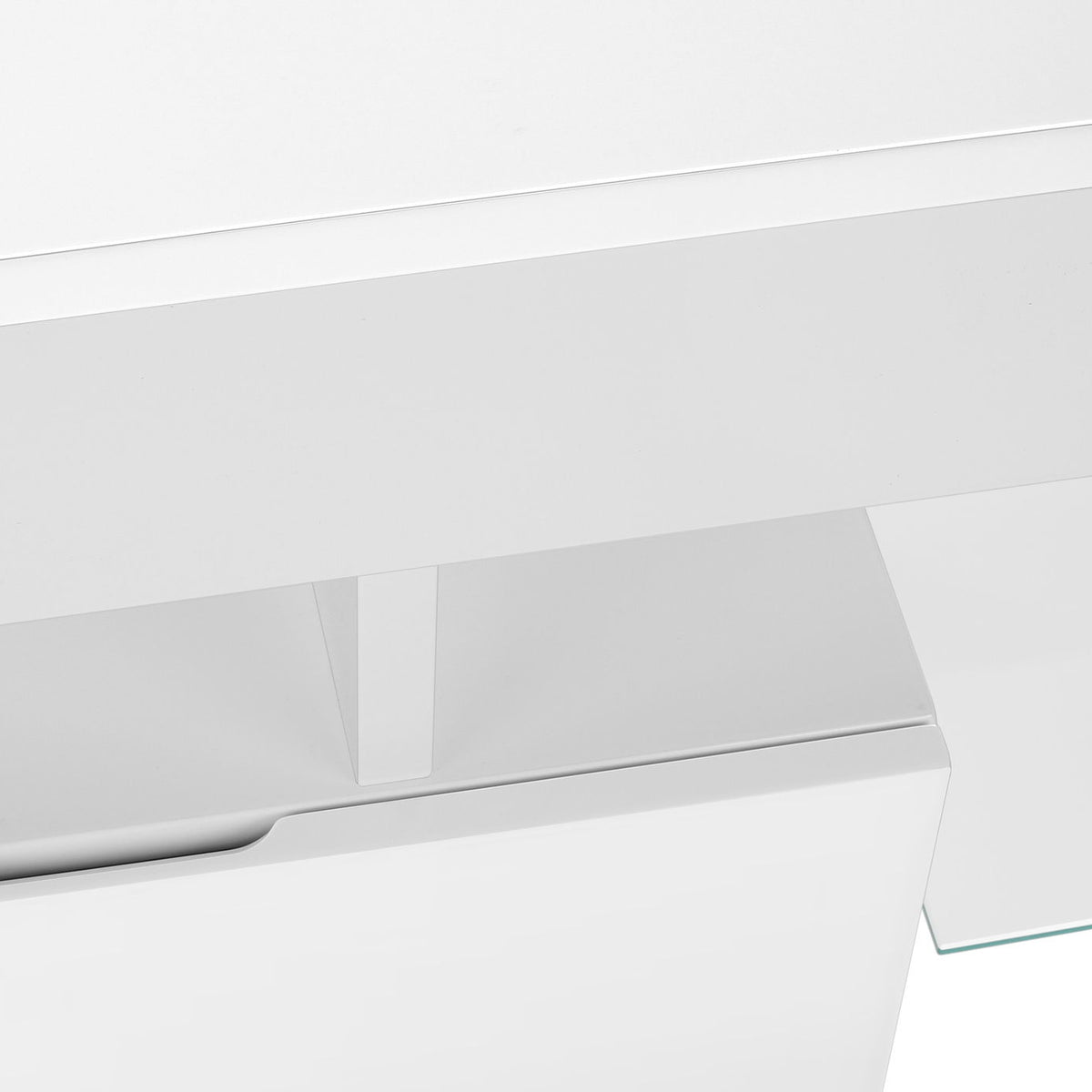 TV Stand, Console, Media Entertainment Center, Storage Cabinet, Glossy Contemporary & Modern - White