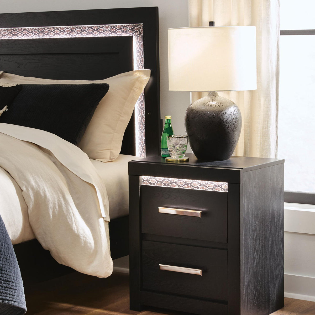 Shoralli - Two Drawer Night Stand - Black
