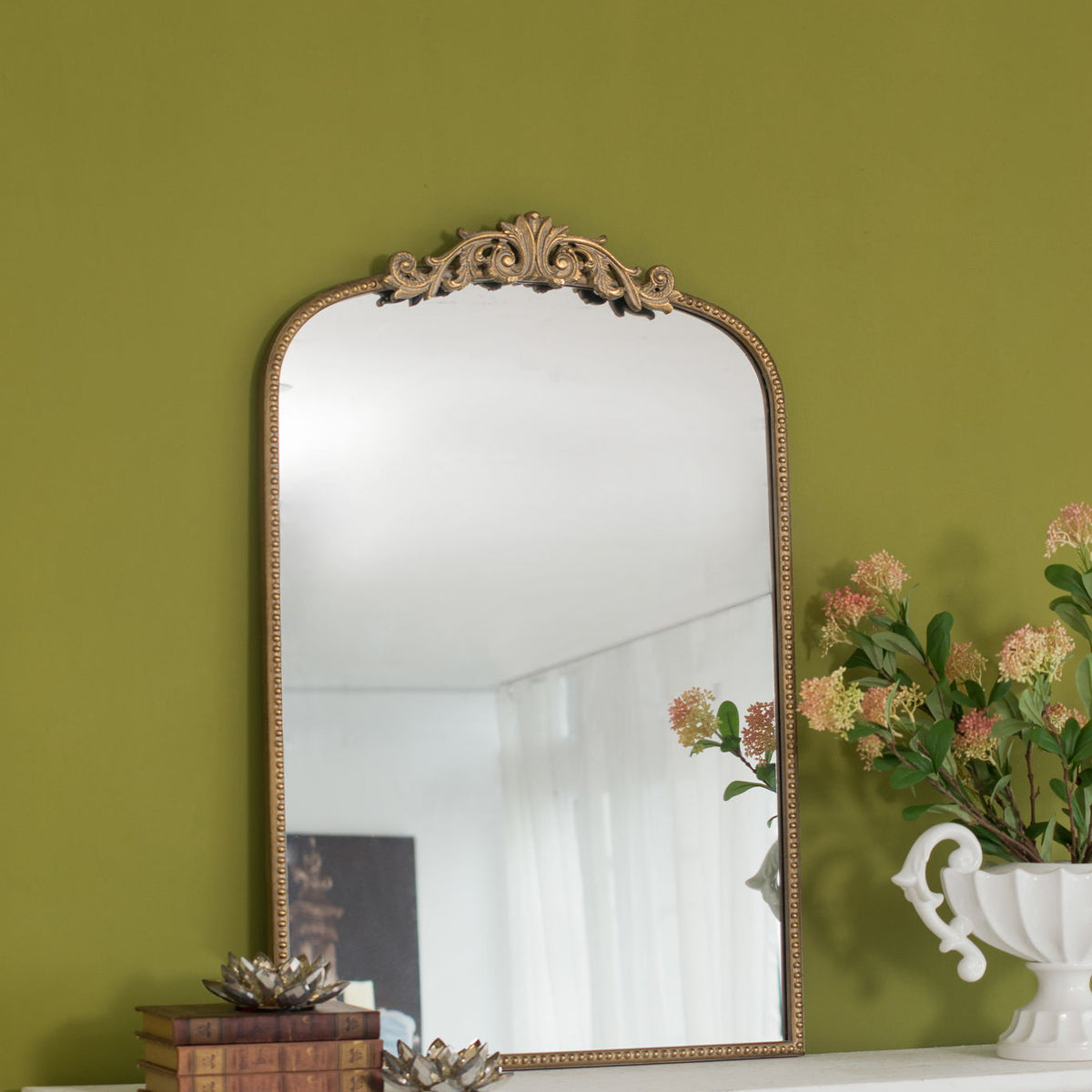 Arch Mirror, Baroque Inspired Wall Decor For Bathroom, Bedroom, Living Room