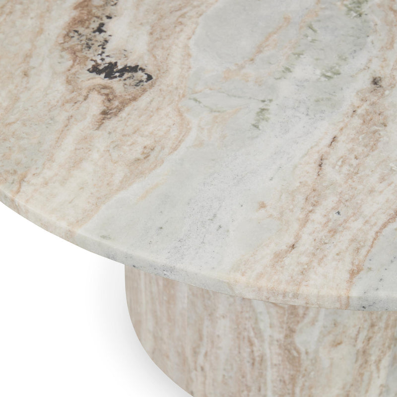 Amberly - Marble Round Coffee Table - Gray