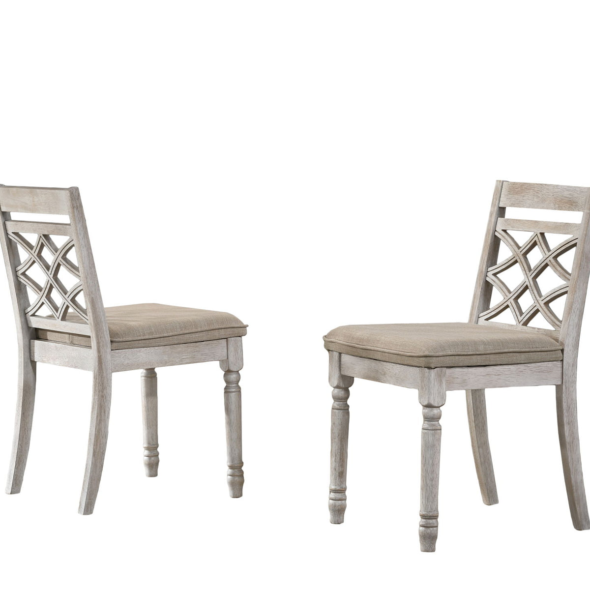 Havanna - Wide Contemporary Fabric Chair With Cushion (Set of 2) - Off White
