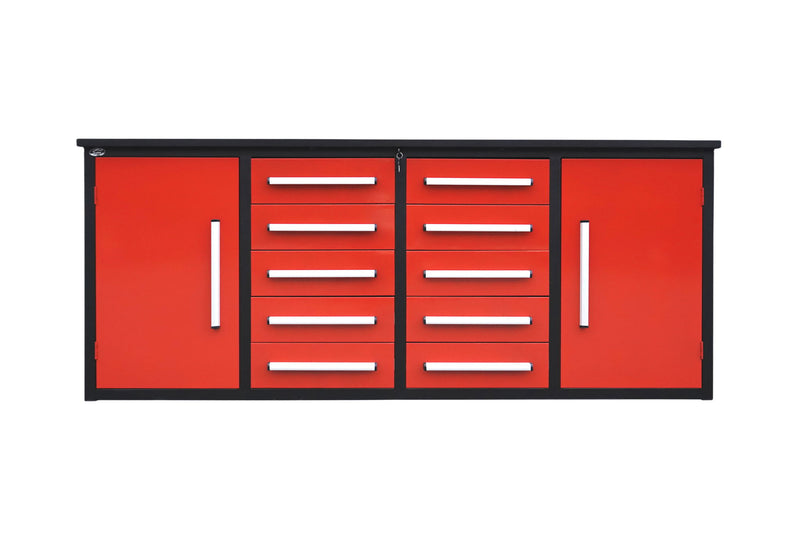Storage Cabinets With Workbench (With 10 Drawers And 2 Cabinets)