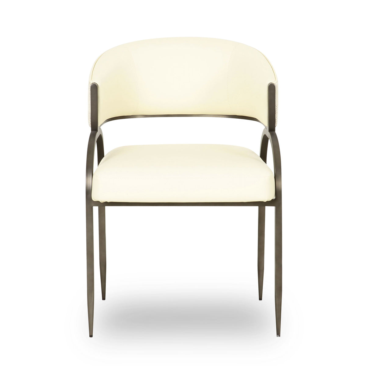 Tatum - Vegan Leather And 2-Tone Jacquard Dining Chair - Cream