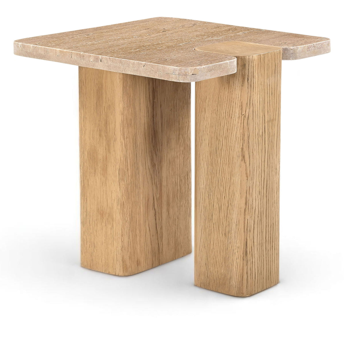 Ravenna - Genuine Fabric Travertine And Oak Wood Table