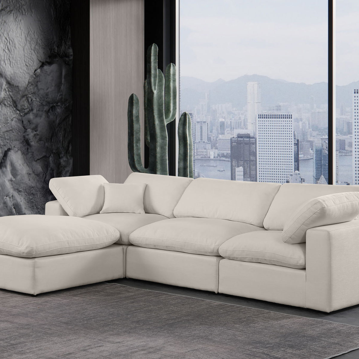 Comfy - 4 Piece Linen Fabric Modular Sectional With Chaise