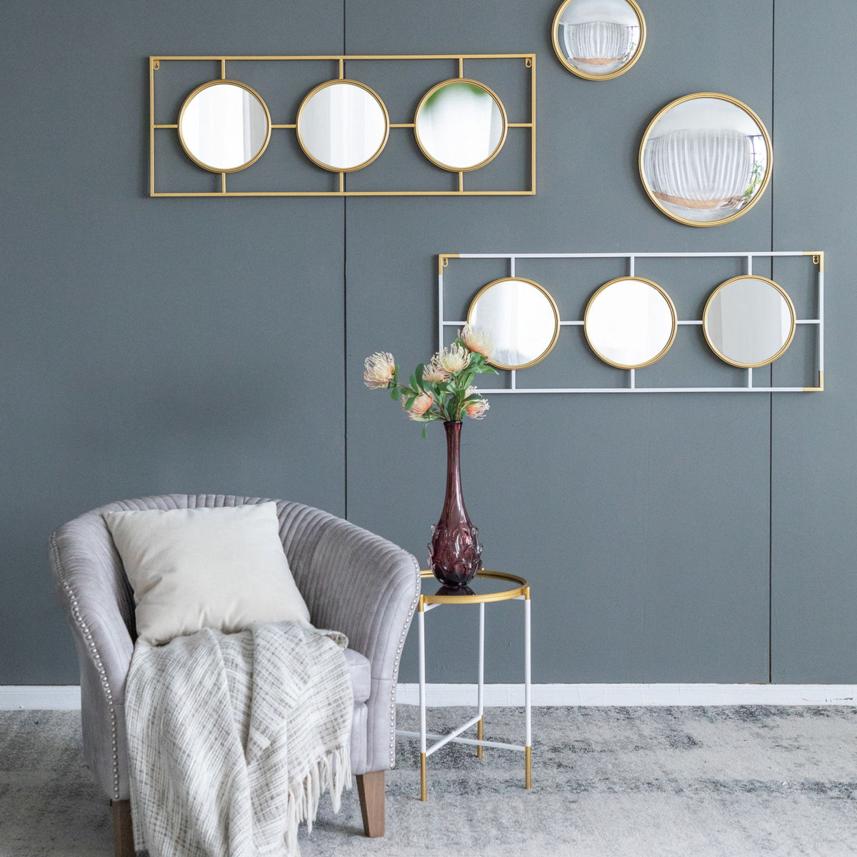 3 Mirror Piece Wall Mirror InRectangular Frame, Home Wall Decor For Bedroom Living Room