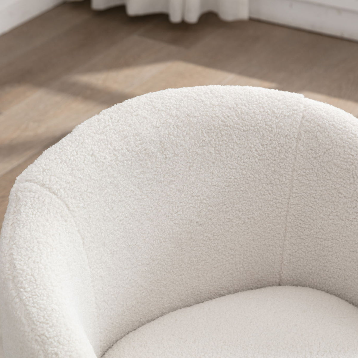 Teddy Fabric Swivel Accent Armchair Barrel Chair With Powder Coating Metal Ring