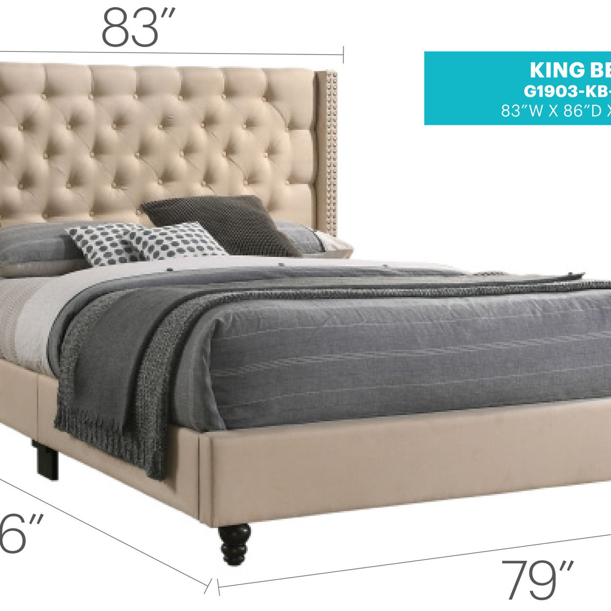 Nailhead Bed Transitional Vibrant