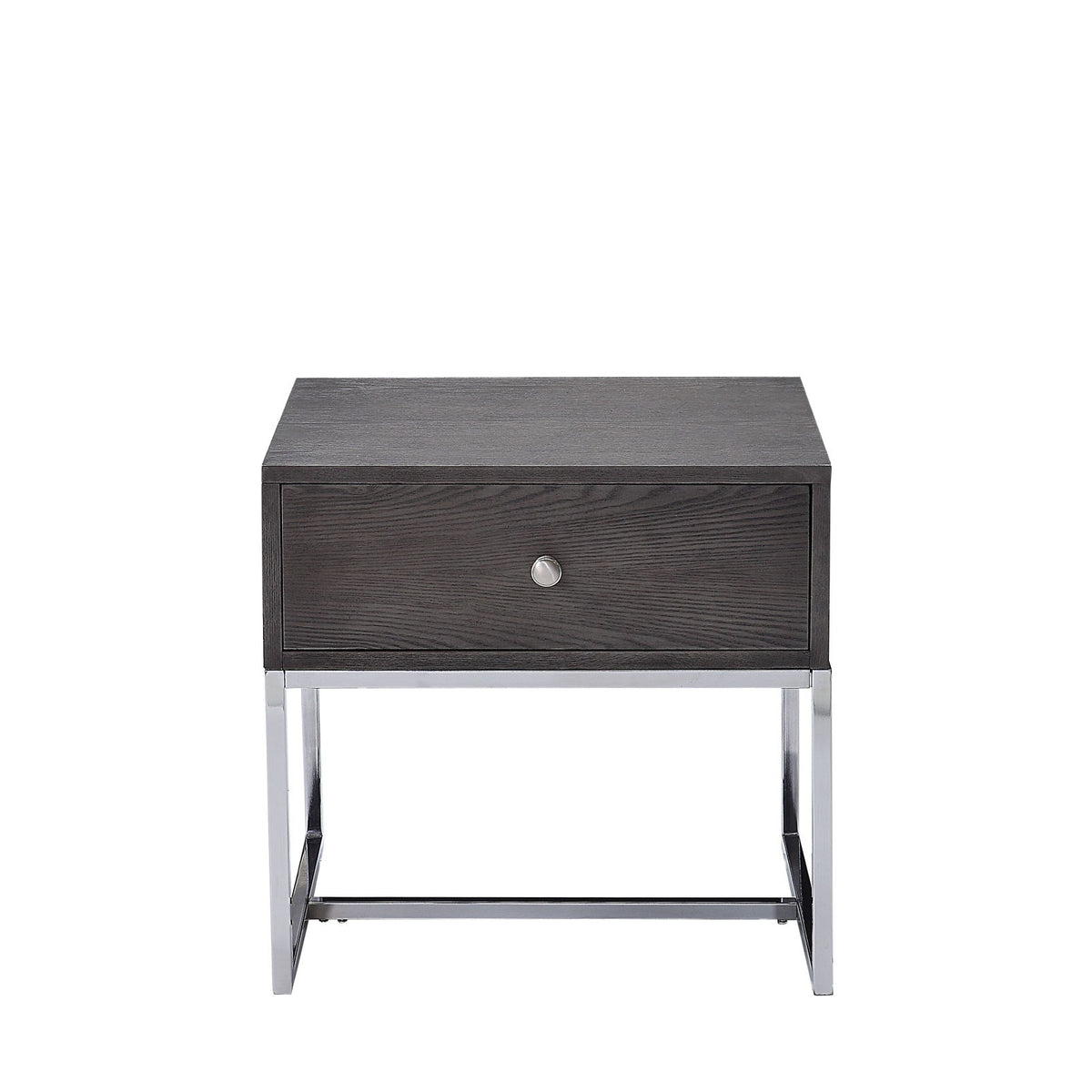 Iban - End Table - Gray Oak / Chrome