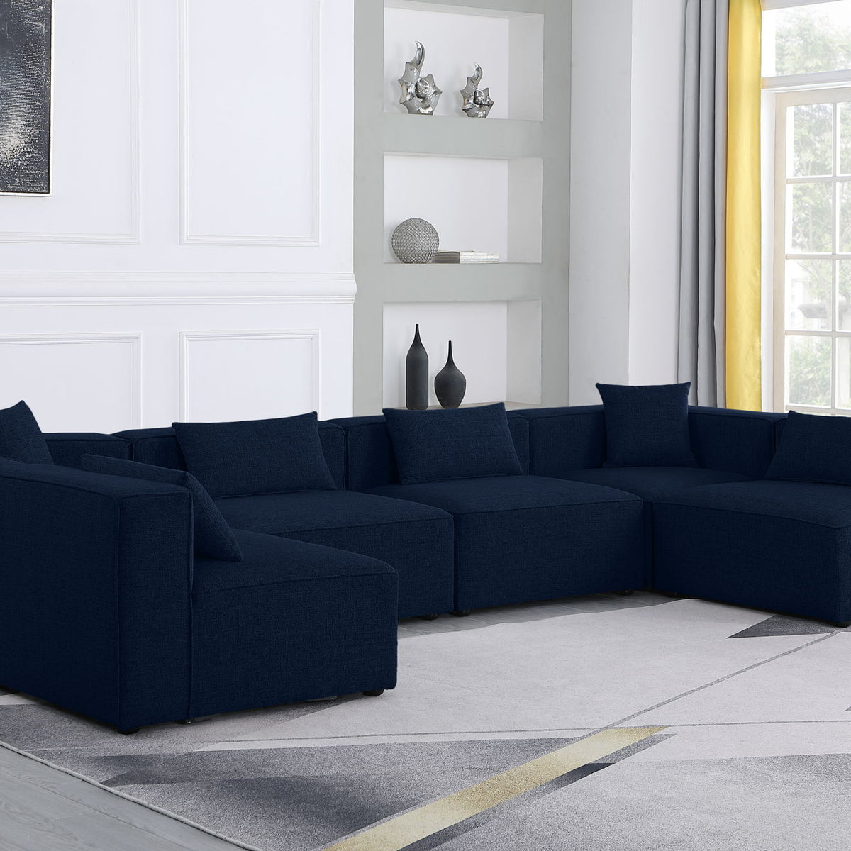 Cube - Linen 6 Piece Modular Armless Sectional