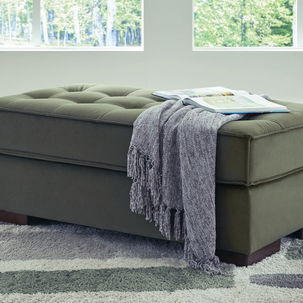 Caspian-Town - Oversized Accent Ottoman - Olive