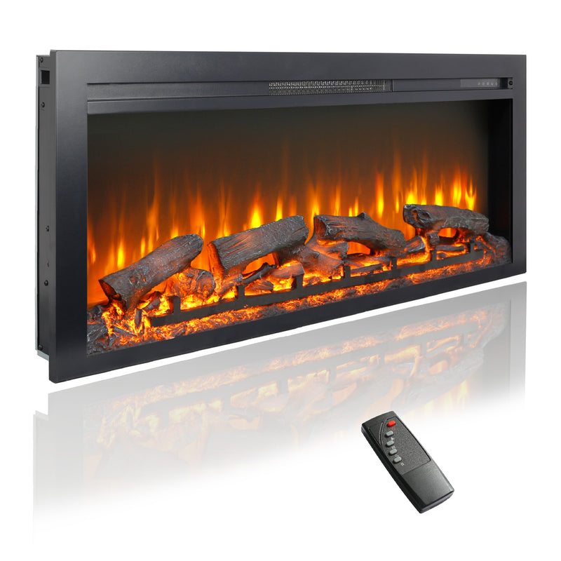 44 inch wall recessed electric fireplace with remote and Imitation Flame, LED light heater