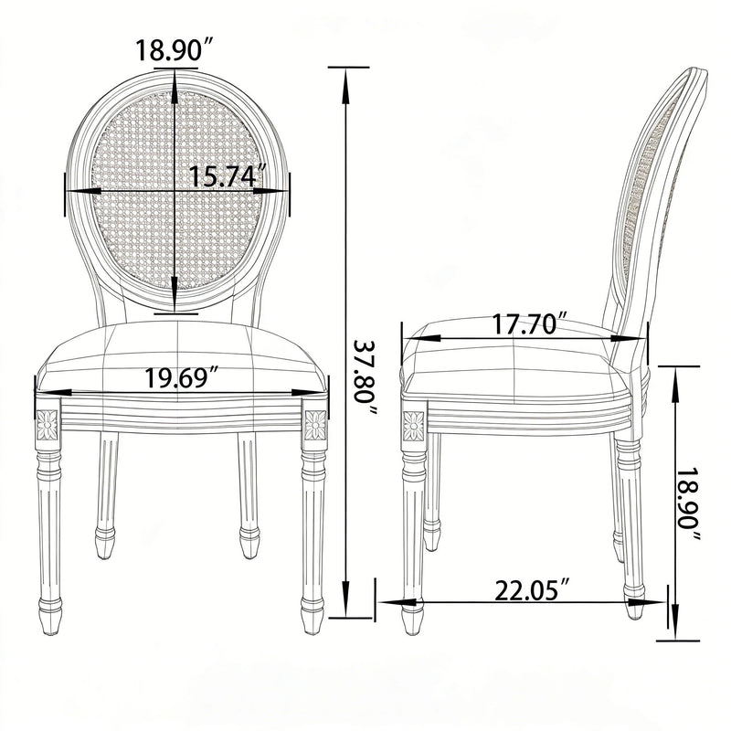 Dining Chairs, Upholstered With Round Back (Set of 2) - Black