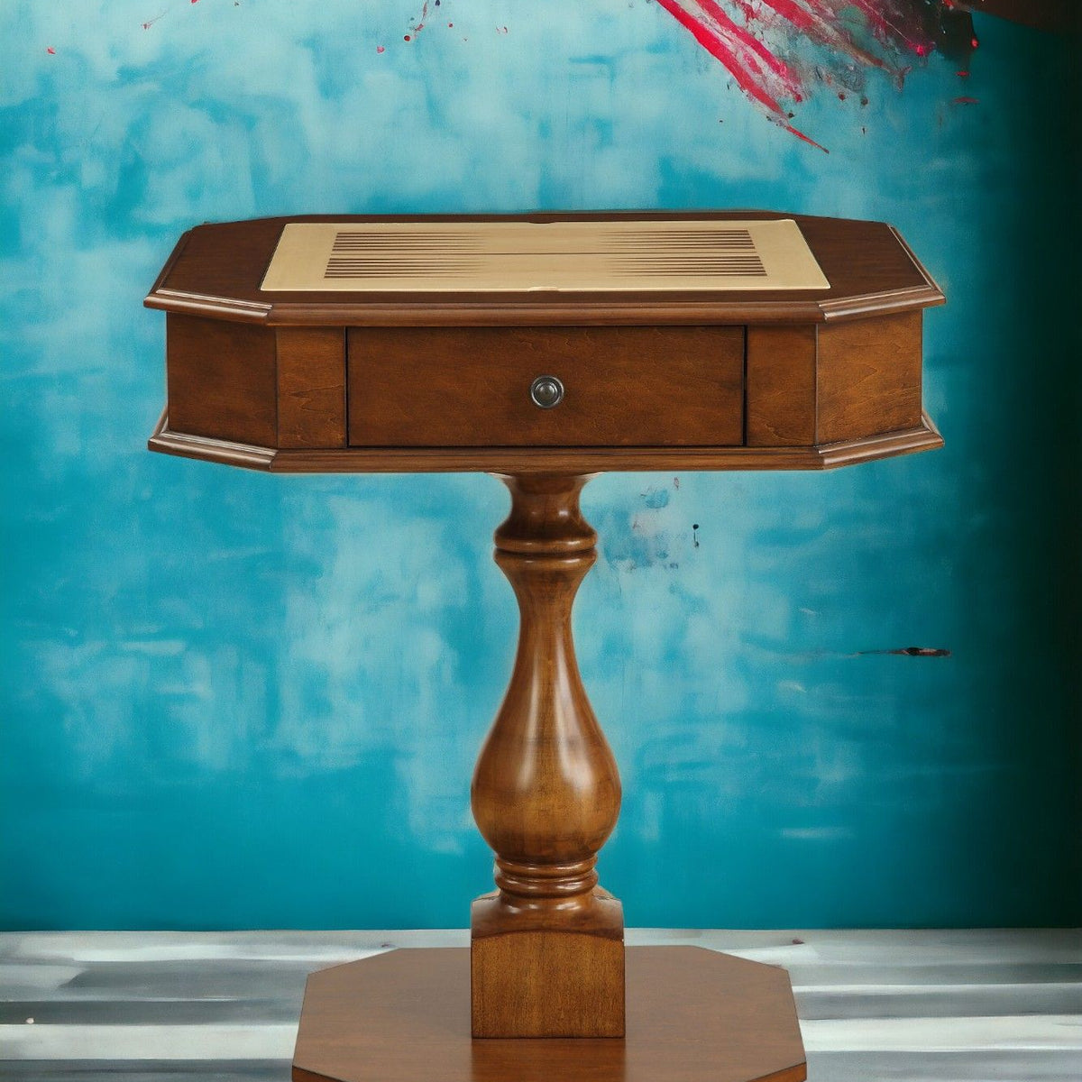 Bishop - Reversible Chess Checker Game Table With Game Tray (Chess Fingures Not Included)