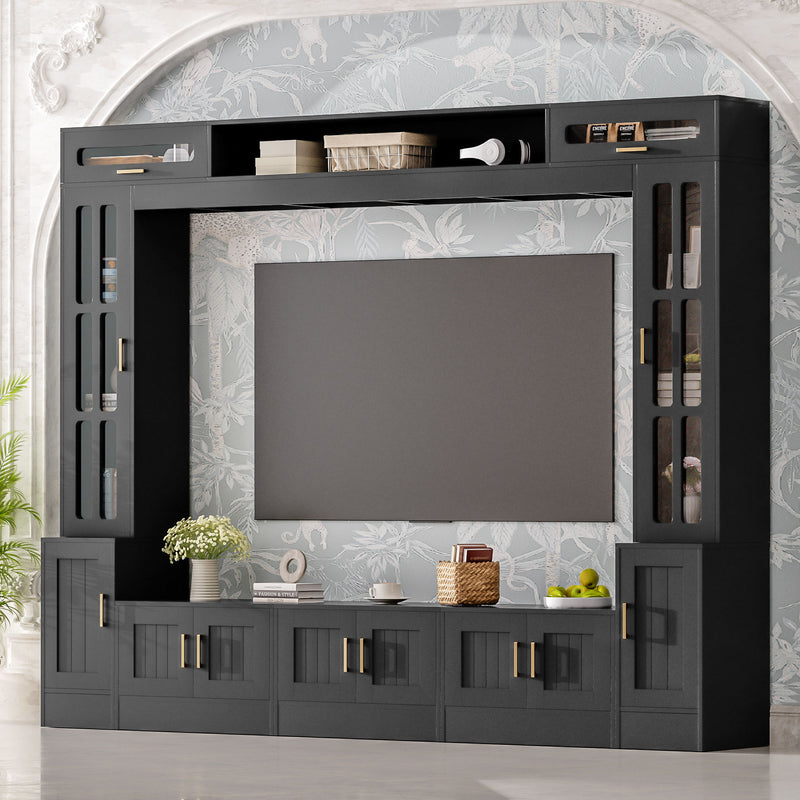 Wall Unit Entertainment Center With Bookshelves For TVs Up To 80"