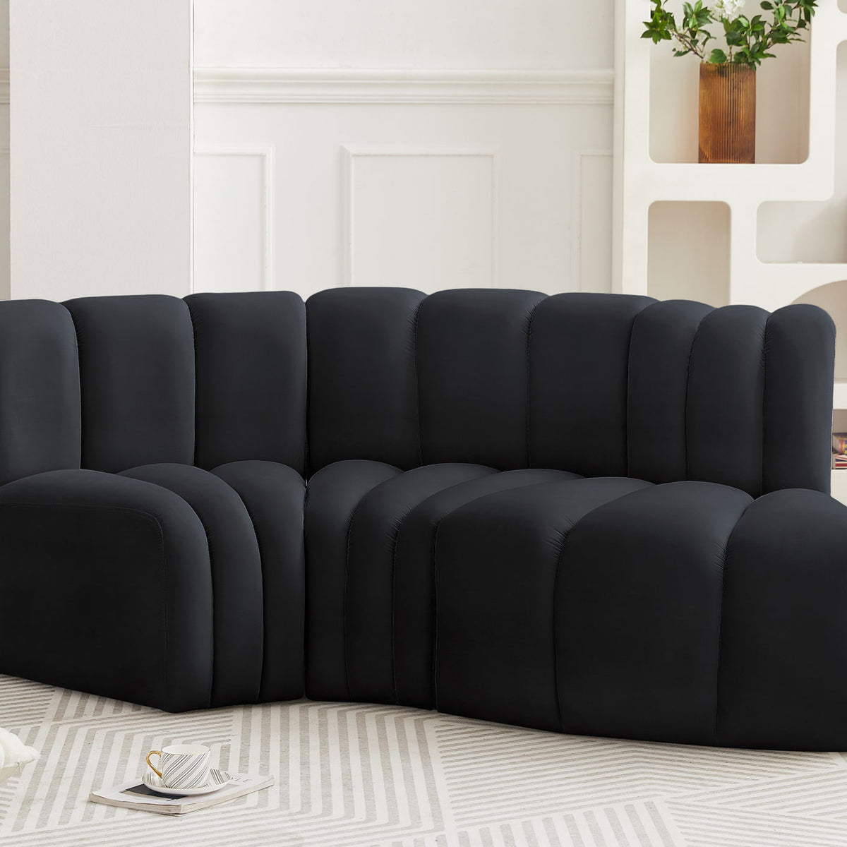 Arc - Velvet 3 Piece Modular L-Shaped Sofa