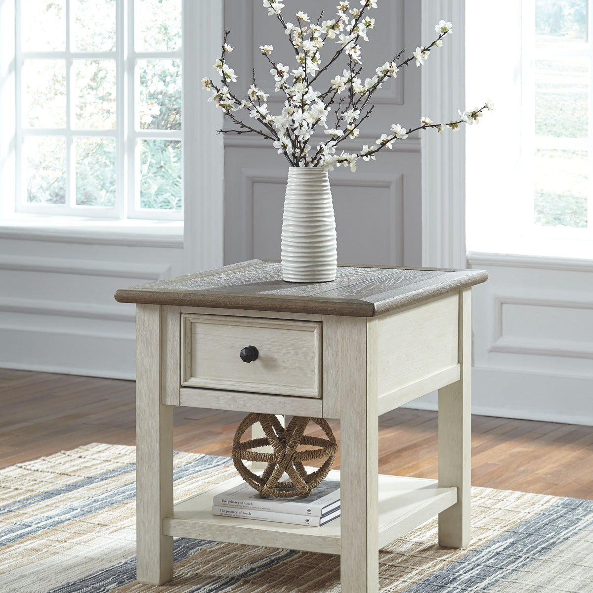 Bolanburg - Rectangular End Table - White / Brown / Beige