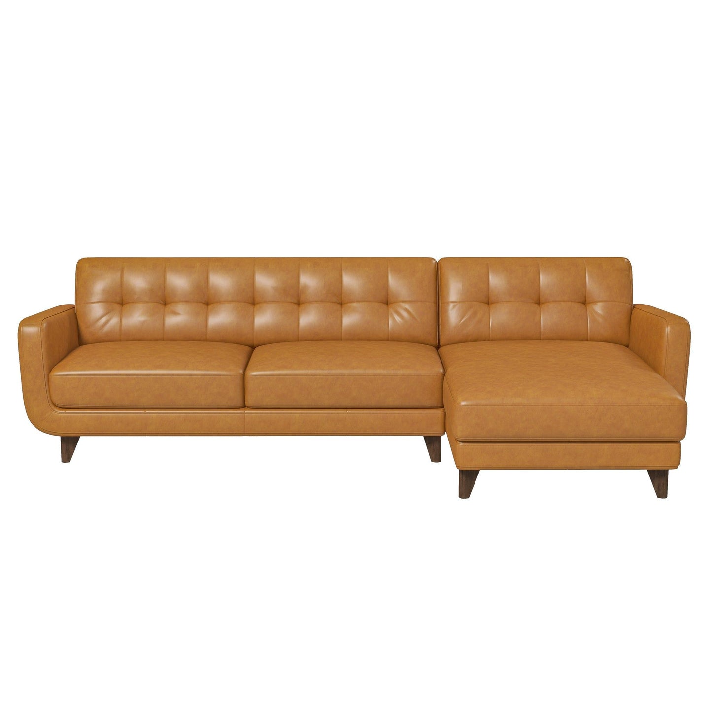 Allison - Mid-Century Modern Leather Sectional Sofa Chaise