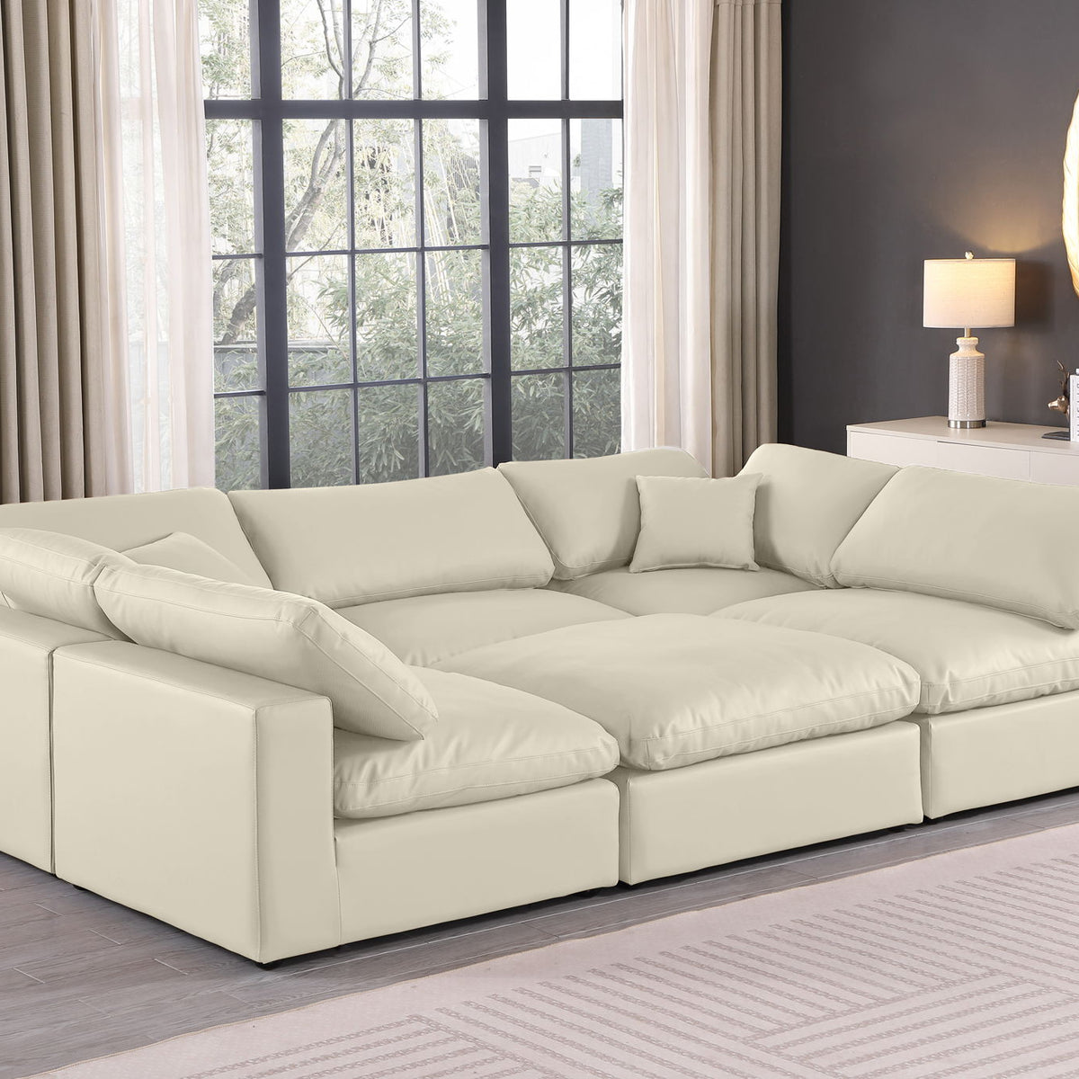 Comfy - 6 Piece Faux Leather Sectional