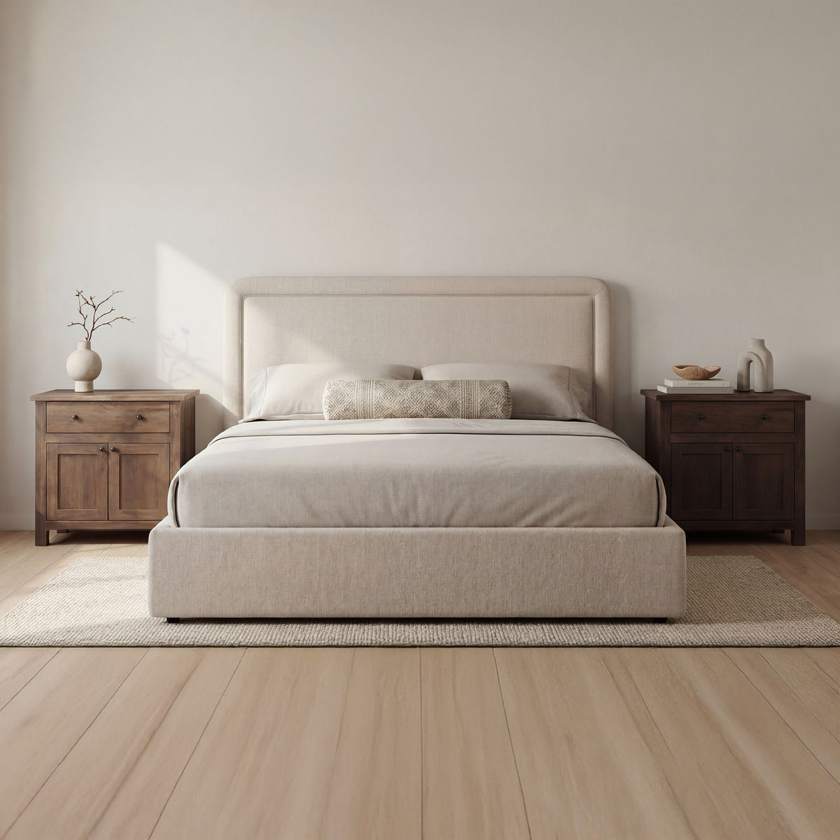 Simon - Queen Storage Bed - Flecked Beige