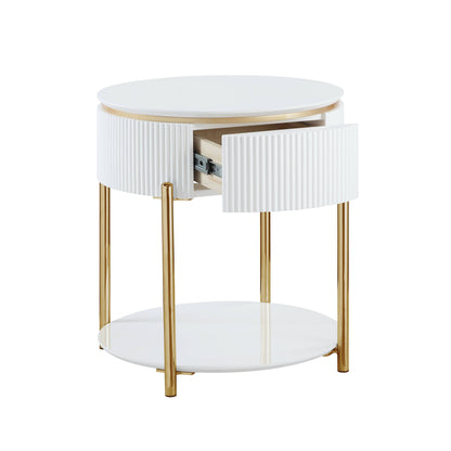 Daveigh - High Gloss End Table - Gold / White