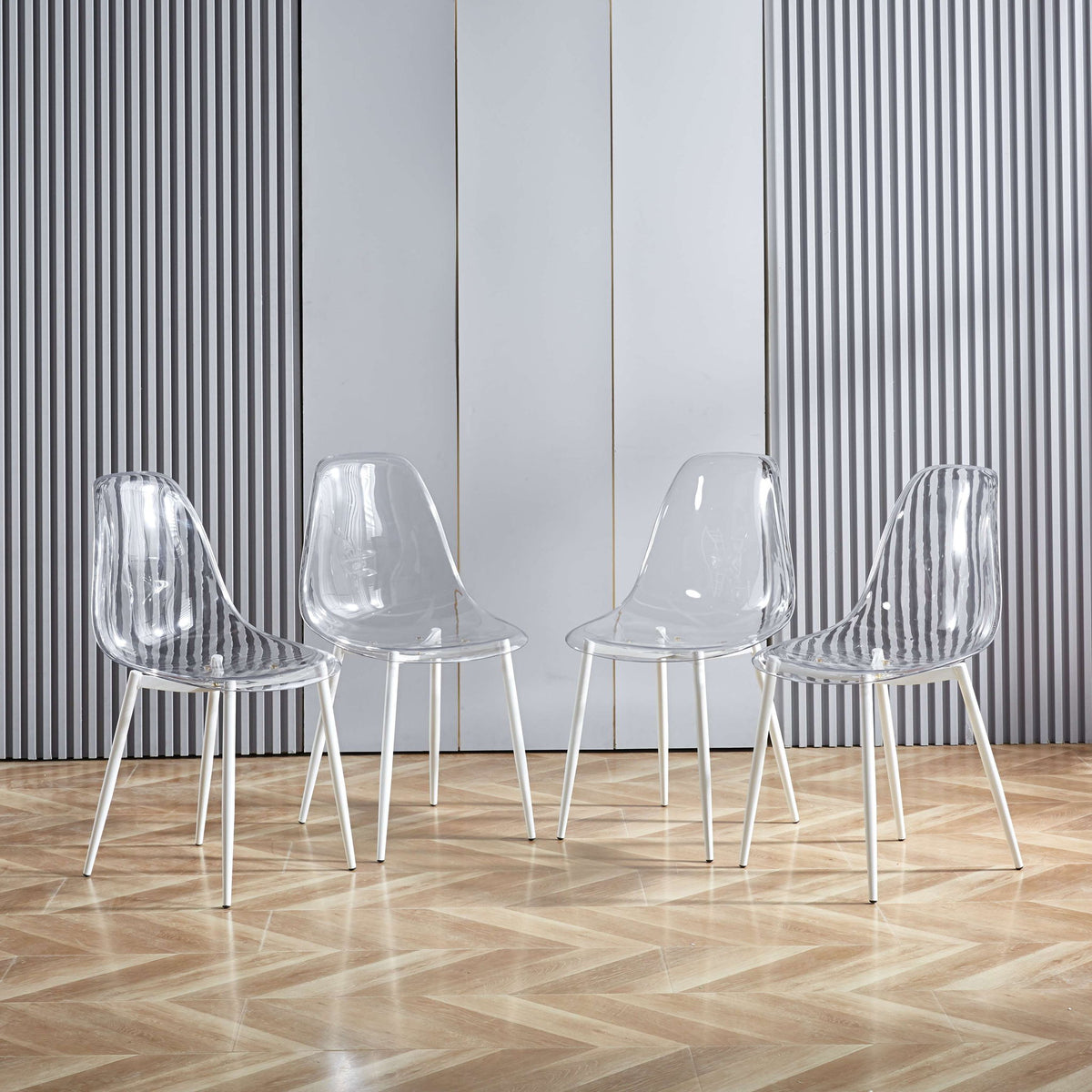 Transparent Plastic Seat Dining Chair (Set of 4)
