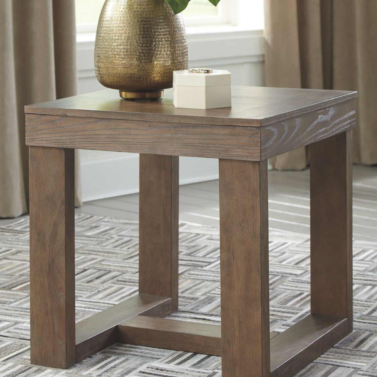 Cariton - Square End Table - Gray