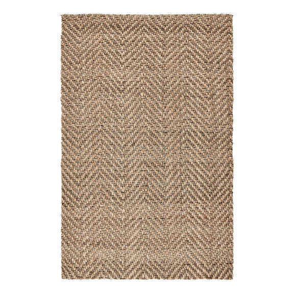 Jute herringbone rug in warm brown with dense woven chevron texture.